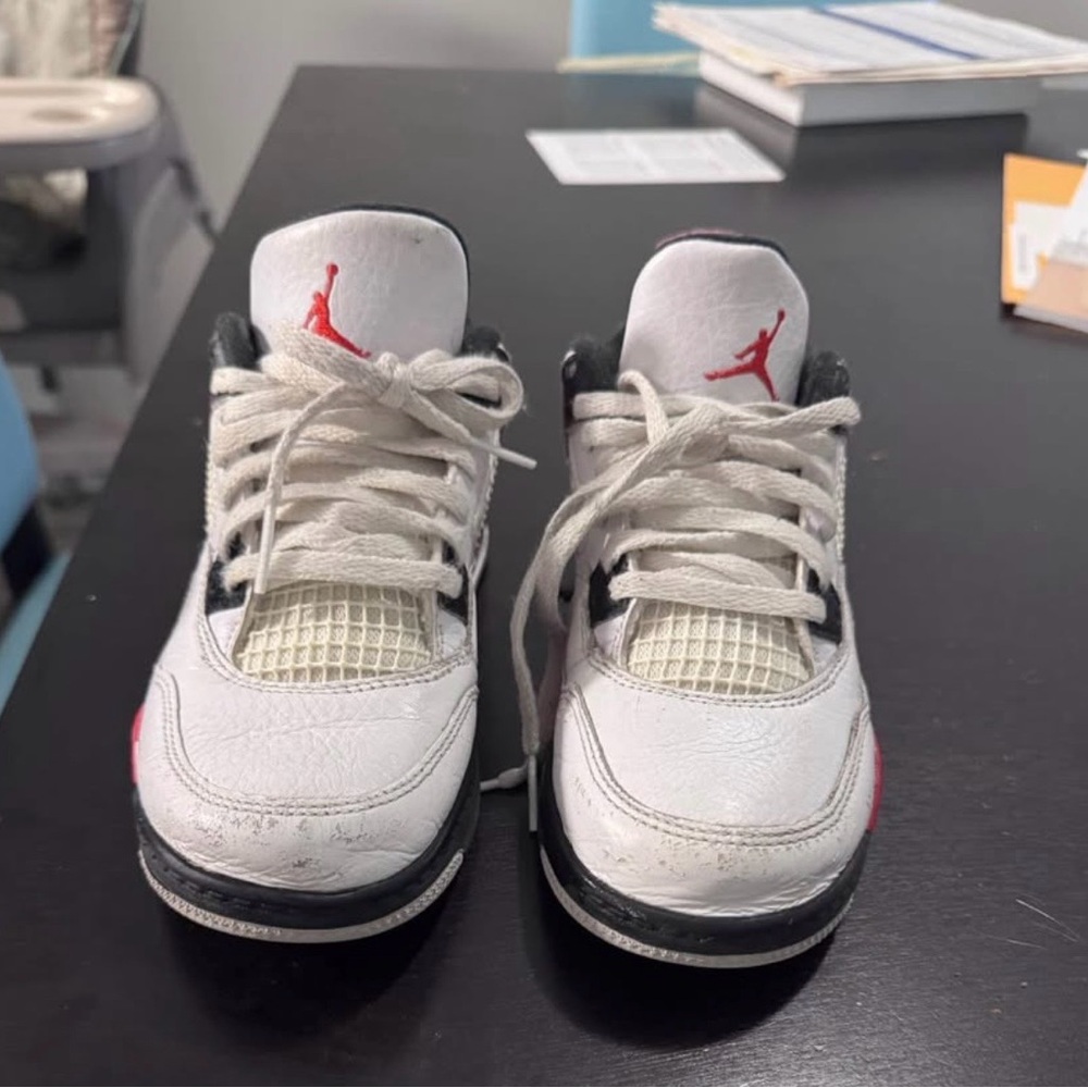 Jordan Kids White and Red Sneakers